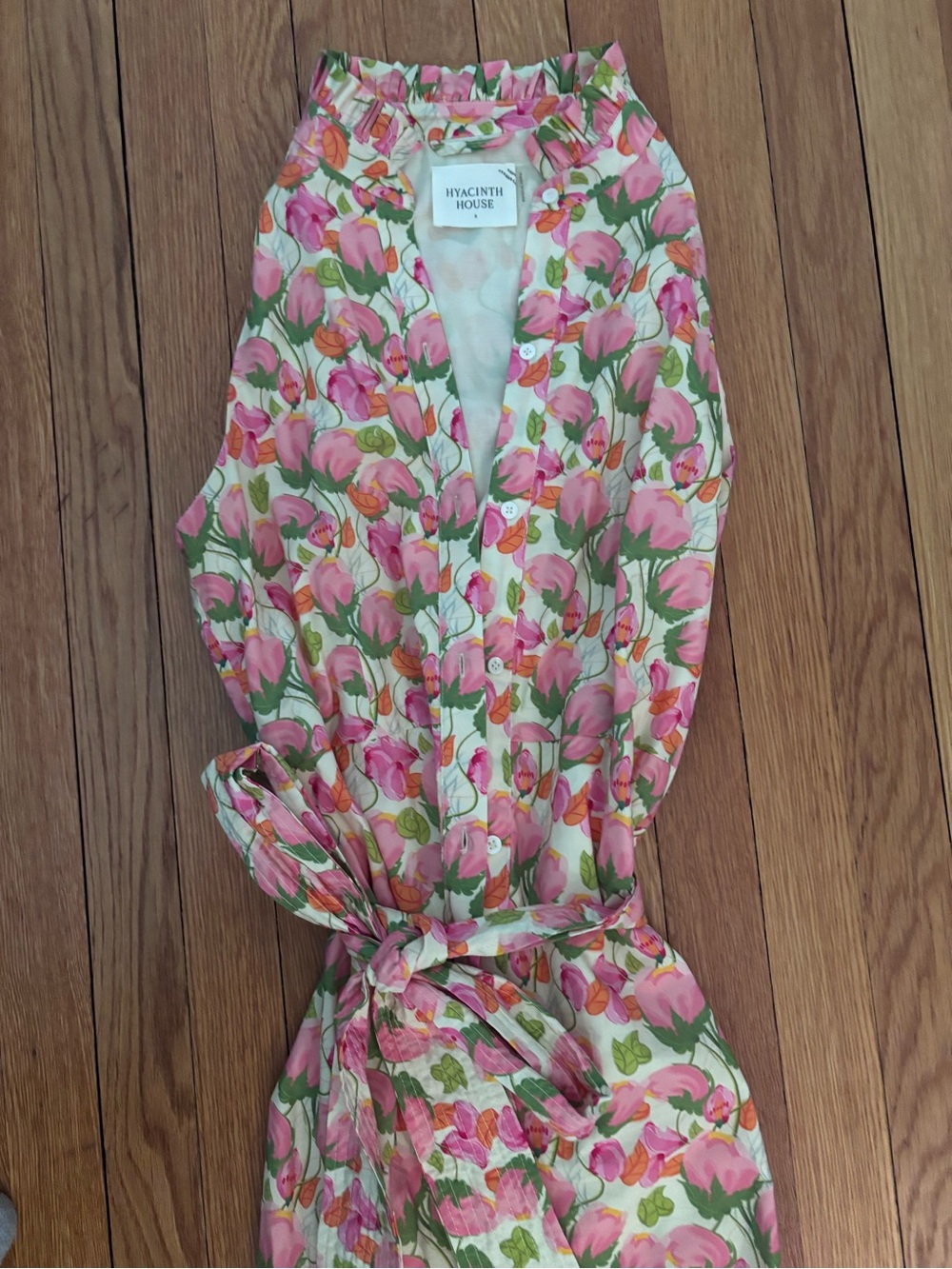 Tuckernuck Pink and Green Floral High-Neck Midi Dress - Picture 6 of 6